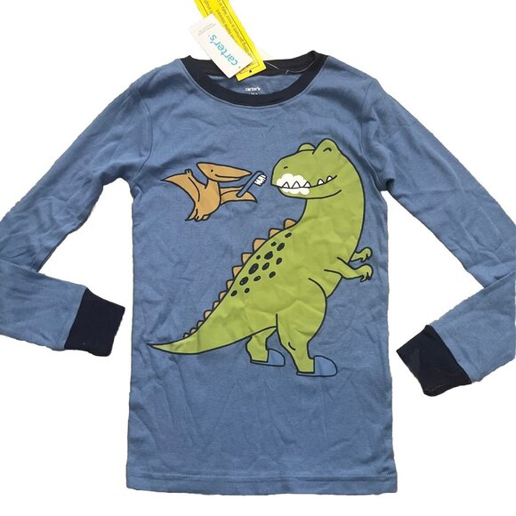 New Carters Boys Dinosaur Pajama set 2 pc Fleece Pants Size 8 - Picture 2 of 3